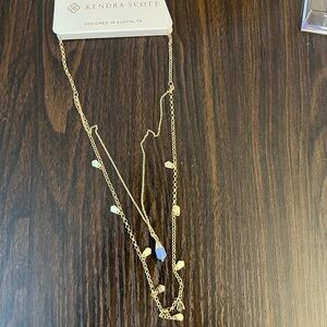 Kendra Scott Lena Gold Layered Necklace Blue Stone 14K Gold Over Brass NWT